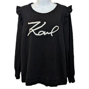 Karl LAGERFELD black ruffle sweatshirt letters Medium B1